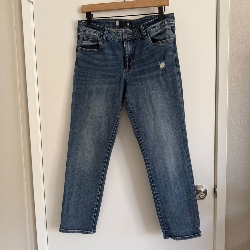 KUT from the Kloth Catherine Boyfriend Jeans Slim Straight Size 8 Boho Chic
